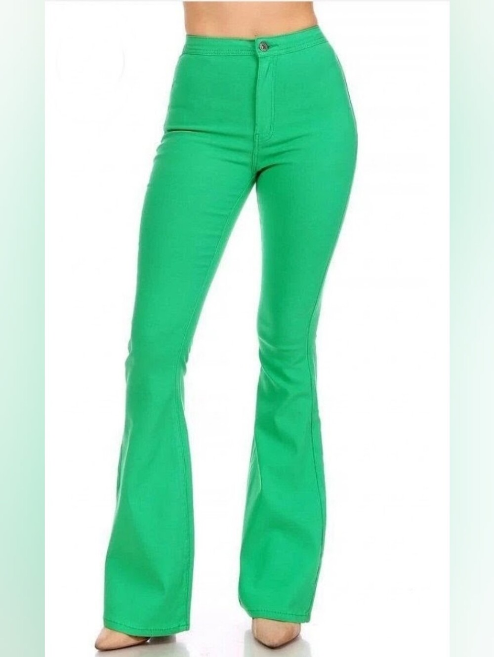 JC & JQ High-Rise Green Super Flare Stretchy Jeans - Women